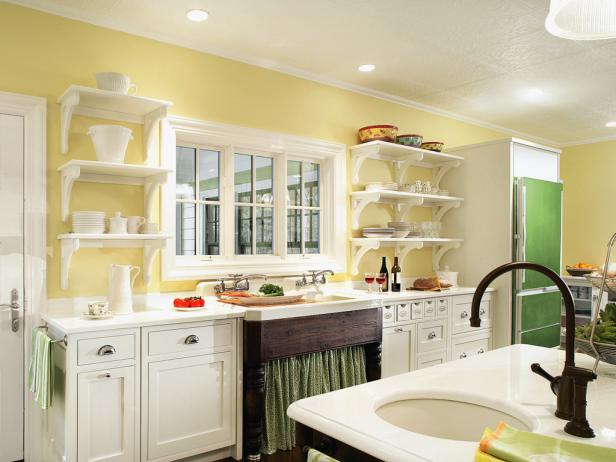 Soft yellow paint gives a kitchen a warm, welcoming feel.