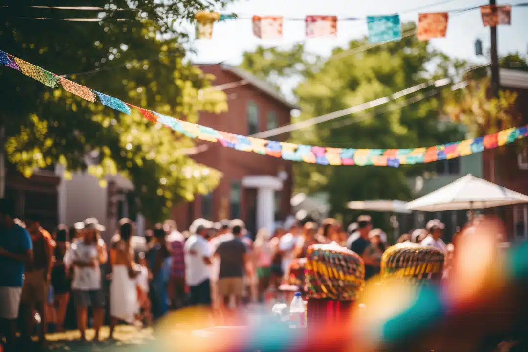 Neighborhood block party celebrating